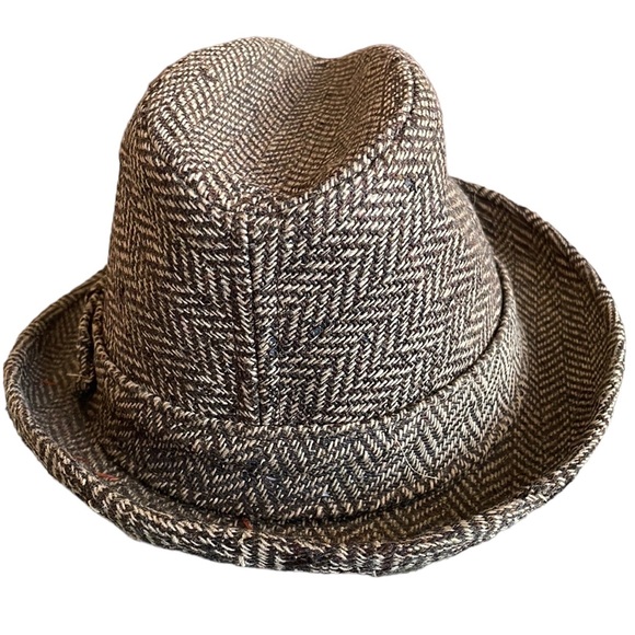 Vintage Dobbs Brown Herringbone Men’s Teed Fedoras Sz 7 - Picture 3 of 8